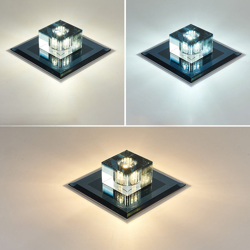 Contemporary Squared Flush Ceiling Light Crystal Entryway LED Flush Mount Lighting Fixture Black Third Gear Clearhalo 'Ceiling Lights' 'Close To Ceiling Lights' 'Close to ceiling' 'Flush mount' Lighting' 2247790