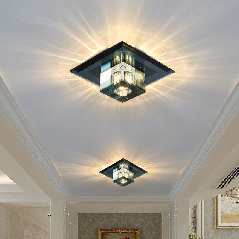 Contemporary Squared Flush Ceiling Light Crystal Entryway LED Flush Mount Lighting Fixture Clearhalo 'Ceiling Lights' 'Close To Ceiling Lights' 'Close to ceiling' 'Flush mount' Lighting' 2247791