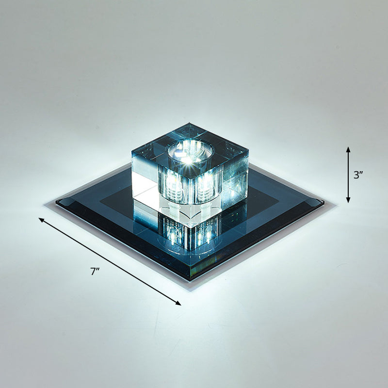 Contemporary Squared Flush Ceiling Light Crystal Entryway LED Flush Mount Lighting Fixture Black White Clearhalo 'Ceiling Lights' 'Close To Ceiling Lights' 'Close to ceiling' 'Flush mount' Lighting' 2247792