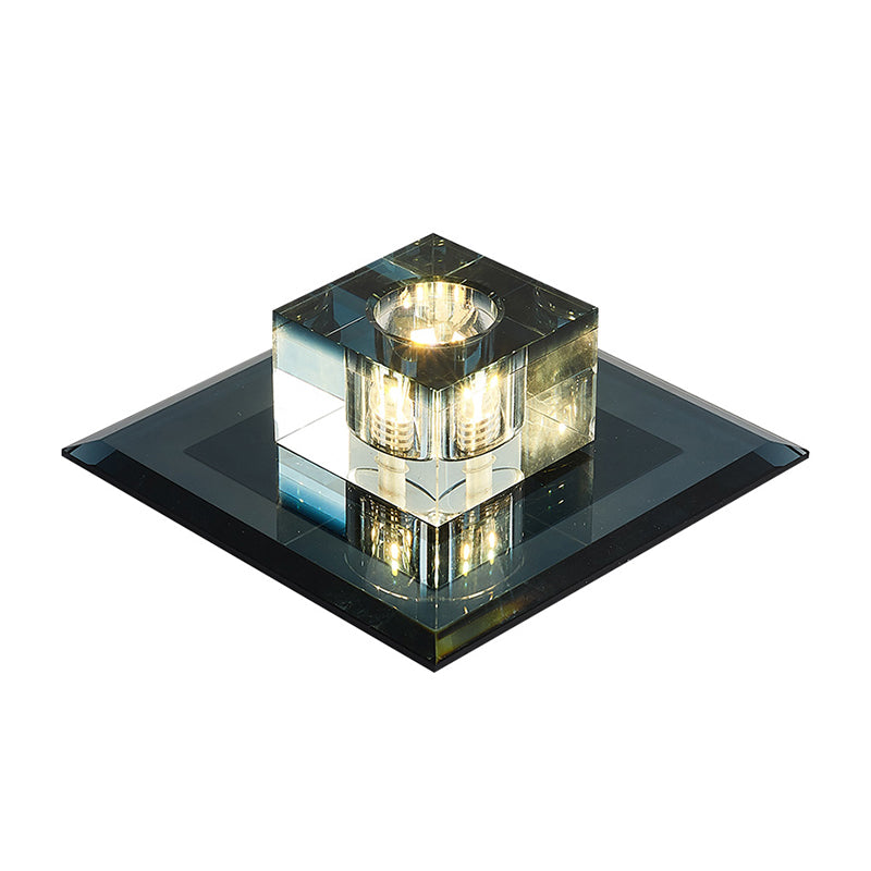 Contemporary Squared Flush Ceiling Light Crystal Entryway LED Flush Mount Lighting Fixture Clearhalo 'Ceiling Lights' 'Close To Ceiling Lights' 'Close to ceiling' 'Flush mount' Lighting' 2247797