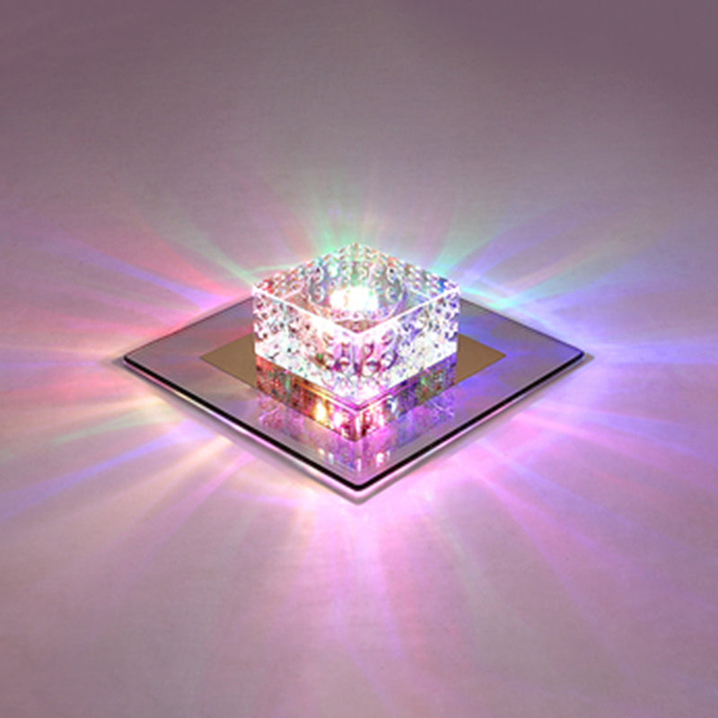 Crystal Block Crystal Flush Mount Lighting Minimalist LED Flush Mount Fixture for Corridor Black Multi Color Clearhalo 'Ceiling Lights' 'Close To Ceiling Lights' 'Close to ceiling' 'Flush mount' Lighting' 2247822