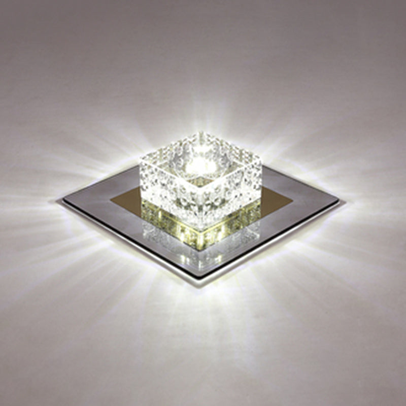 Crystal Block Crystal Flush Mount Lighting Minimalist LED Flush Mount Fixture for Corridor Black White Clearhalo 'Ceiling Lights' 'Close To Ceiling Lights' 'Close to ceiling' 'Flush mount' Lighting' 2247825