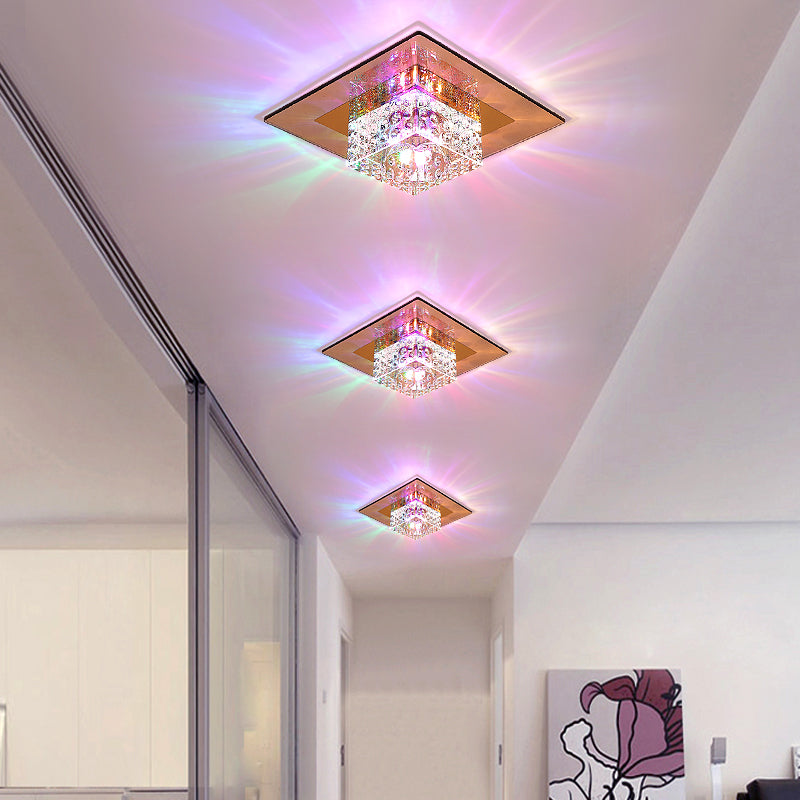 Crystal Block Crystal Flush Mount Lighting Minimalist LED Flush Mount Fixture for Corridor Clearhalo 'Ceiling Lights' 'Close To Ceiling Lights' 'Close to ceiling' 'Flush mount' Lighting' 2247826