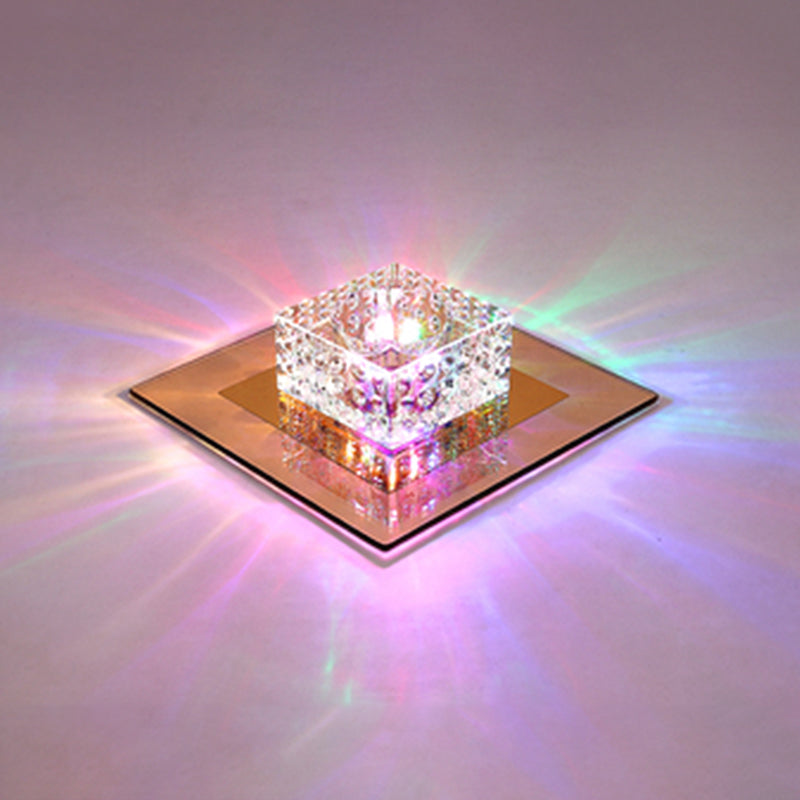 Crystal Block Crystal Flush Mount Lighting Minimalist LED Flush Mount Fixture for Corridor Tan Multi Color Clearhalo 'Ceiling Lights' 'Close To Ceiling Lights' 'Close to ceiling' 'Flush mount' Lighting' 2247827
