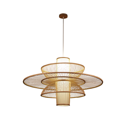 Lotus-Like Bamboo Suspension Lighting Minimalist 1 Head Wood Pendant Ceiling Light for Tea Room Clearhalo 'Ceiling Lights' 'Lighting' 'Pendant Lights' 2247864_01aec016-edb7-4250-87e4-c886623fb486