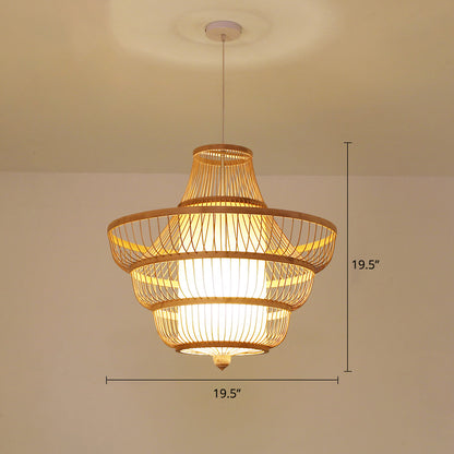 Bamboo Hot Pot-Shaped Pendant Light Contemporary Single-Bulb Suspension Light Fixture Wood 19.5" Clearhalo 'Ceiling Lights' 'Pendant Lights' 'Pendants' Lighting' 2247905_c1ac4ecc-ac4e-4e2d-907f-41b49e018c87