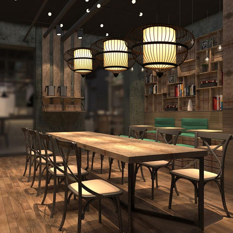 Gourd Shaded Bamboo Suspension Light Simplicity Single Black Pendant Light Fixture Clearhalo 'Ceiling Lights' 'Pendant Lights' 'Pendants' Lighting' 2247913