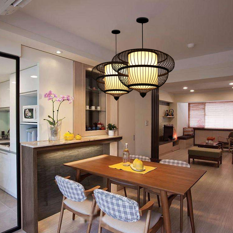 Gourd Shaded Bamboo Suspension Light Simplicity Single Black Pendant Light Fixture Clearhalo 'Ceiling Lights' 'Pendant Lights' 'Pendants' Lighting' 2247915