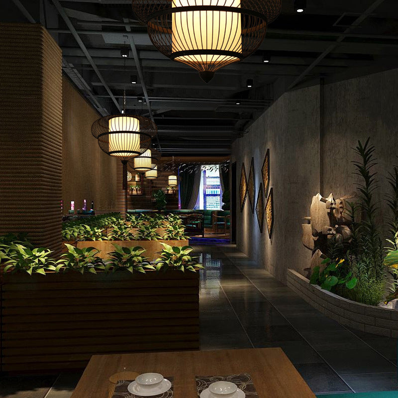 Gourd Shaded Bamboo Suspension Light Simplicity Single Black Pendant Light Fixture Clearhalo 'Ceiling Lights' 'Pendant Lights' 'Pendants' Lighting' 2247917