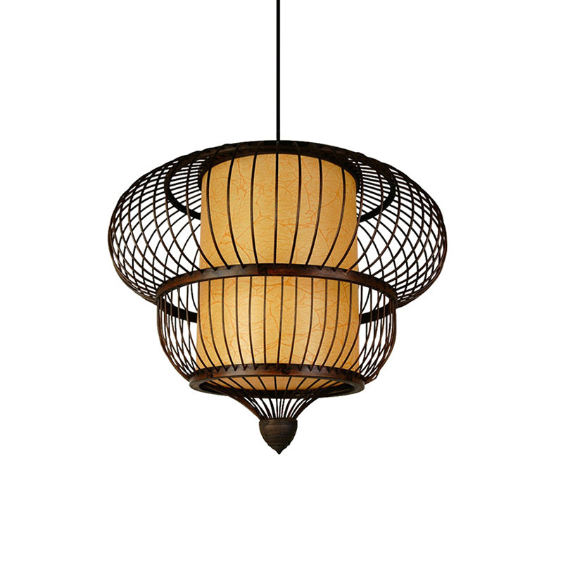 Gourd Shaded Bamboo Suspension Light Simplicity Single Black Pendant Light Fixture Clearhalo 'Ceiling Lights' 'Pendant Lights' 'Pendants' Lighting' 2247918