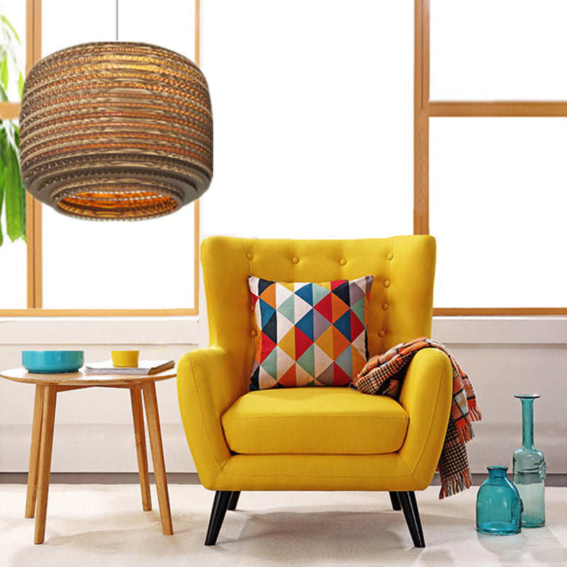 Brown Silkworm Suspension Lighting Minimalist Single-Bulb Rattan Pendant Ceiling Light Clearhalo 'Ceiling Lights' 'Pendant Lights' 'Pendants' Lighting' 2247926