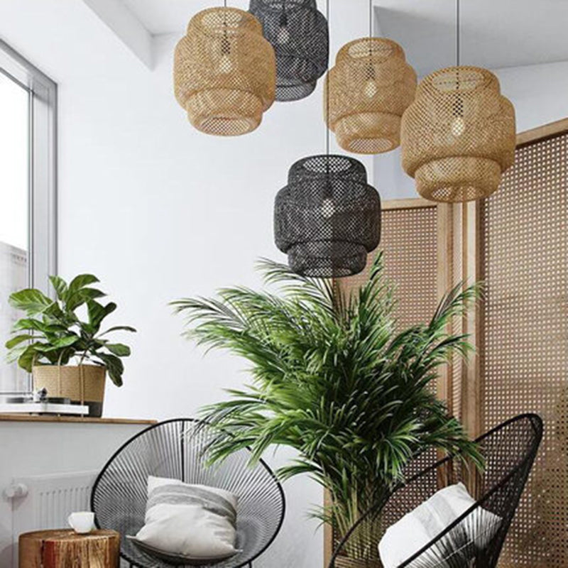 Lantern Restaurant Suspension Light Bamboo 1-Light Simplicity Pendant Light Fixture Clearhalo 'Ceiling Lights' 'Pendant Lights' 'Pendants' Lighting' 2247953