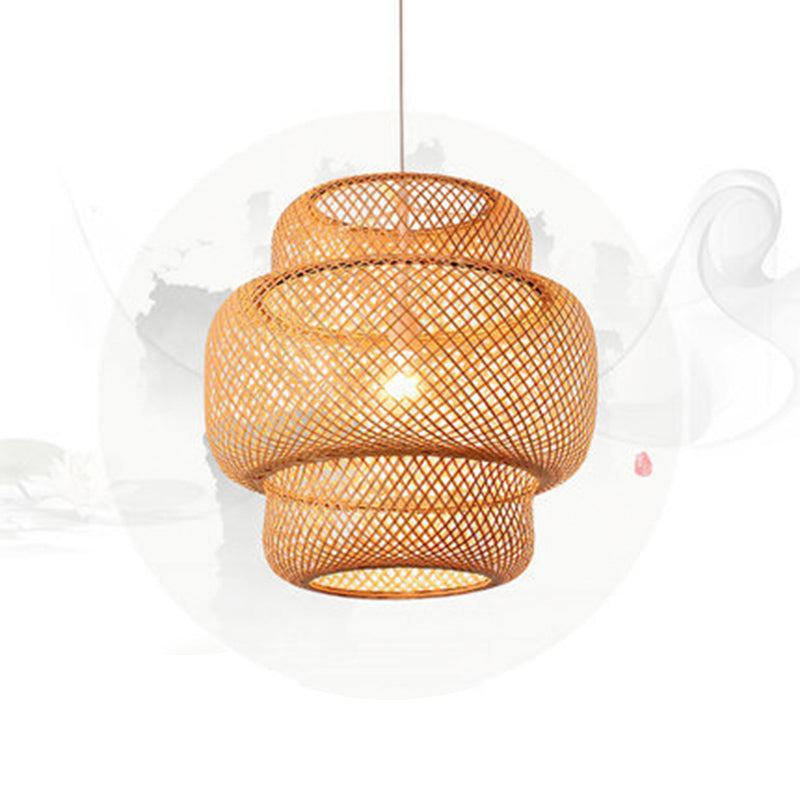 Lantern Restaurant Suspension Light Bamboo 1-Light Simplicity Pendant Light Fixture Clearhalo 'Ceiling Lights' 'Pendant Lights' 'Pendants' Lighting' 2247960