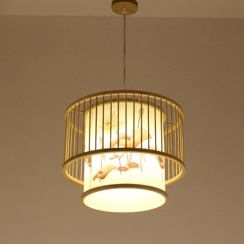 Minimalist Handcrafted Suspension Lighting Bamboo 1 Head Tea Room Pendant Ceiling Light in Wood Wood K Clearhalo 'Ceiling Lights' 'Lighting' 'Pendant Lights' 2247973_49650ce3-fe41-4ad0-98c7-8ffdeea88af6