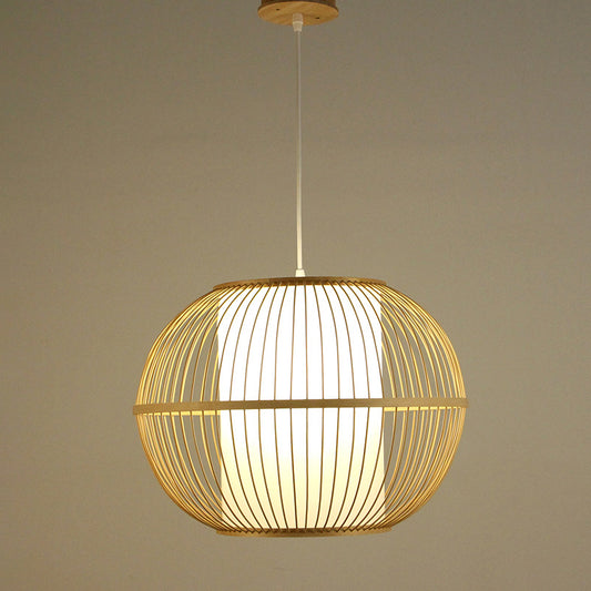 Minimalist Handcrafted Suspension Lighting Bamboo 1��Head Tea Room Pendant Ceiling Light in Wood Clearhalo 'Ceiling Lights' 'Pendant Lights' 'Pendants' Lighting' 2247978