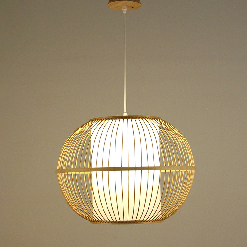 Minimalist Handcrafted Suspension Lighting Bamboo 1 Head Tea Room Pendant Ceiling Light in Wood Wood A Clearhalo 'Ceiling Lights' 'Lighting' 'Pendant Lights' 2247978_b24777b5-b431-4d90-b06d-6cd046489aa2