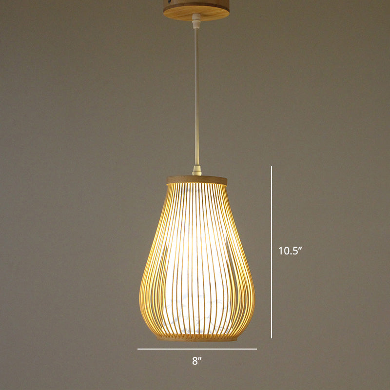 Minimalist Handcrafted Suspension Lighting Bamboo 1 Head Tea Room Pendant Ceiling Light in Wood Wood C Clearhalo 'Ceiling Lights' 'Lighting' 'Pendant Lights' 2247980_2f7b4549-31b2-4ef2-97f0-d31990135385