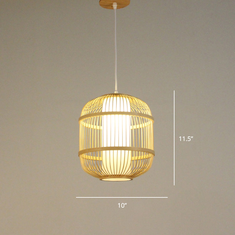 Minimalist Handcrafted Suspension Lighting Bamboo 1 Head Tea Room Pendant Ceiling Light in Wood Wood I Clearhalo 'Ceiling Lights' 'Lighting' 'Pendant Lights' 2247982_a585cbc7-7169-48ad-90e9-c978695a4bf9