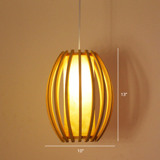Minimalist Handcrafted Suspension Lighting Bamboo 1��Head Tea Room Pendant Ceiling Light in Wood Clearhalo 'Ceiling Lights' 'Pendant Lights' 'Pendants' Lighting' 2247986