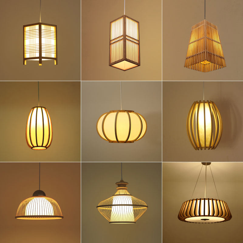 Handwoven Ceiling Light Modern Bamboo Single Restaurant Hanging Pendant Light in Wood Clearhalo 'Ceiling Lights' 'Pendant Lights' 'Pendants' Lighting' 2247992