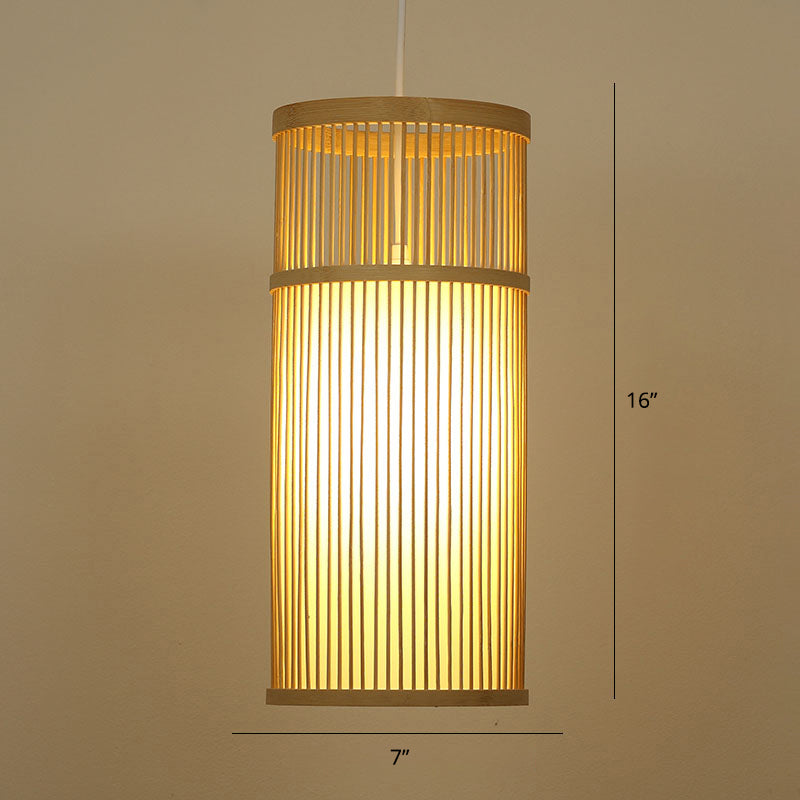 Handwoven Ceiling Light Modern Bamboo Single Restaurant Hanging Pendant Light in Wood Wood H Clearhalo 'Ceiling Lights' 'Pendant Lights' 'Pendants' Lighting' 2248002_78b9d874-95ae-4e47-bfa7-73102626c1d3