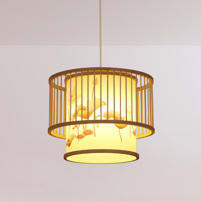 Handwoven Ceiling Light Modern Bamboo Single Restaurant Hanging Pendant Light in Wood Wood R Clearhalo 'Ceiling Lights' 'Pendant Lights' 'Pendants' Lighting' 2248005_37405fde-f56f-4280-a425-f644a25a6ca5
