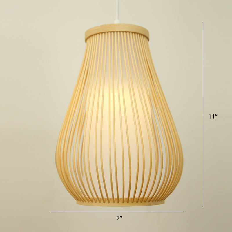 Handwoven Ceiling Light Modern Bamboo Single Restaurant Hanging Pendant Light in Wood Clearhalo 'Ceiling Lights' 'Pendant Lights' 'Pendants' Lighting' 2248011