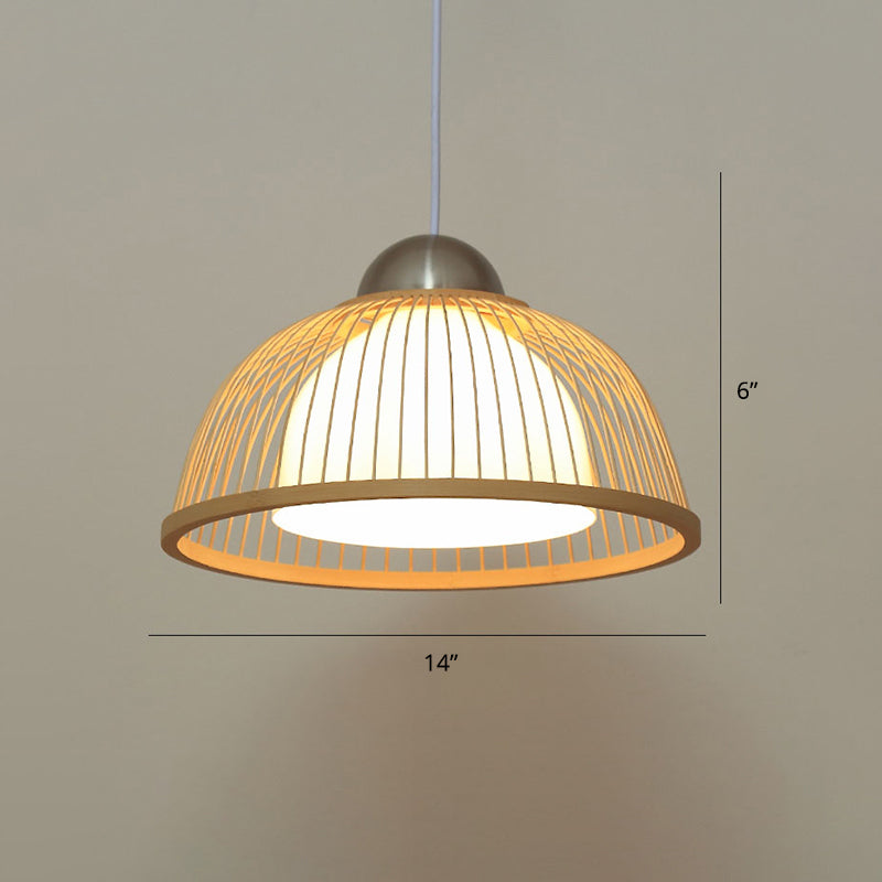 Handwoven Ceiling Light Modern Bamboo Single Restaurant Hanging Pendant Light in Wood Wood I Clearhalo 'Ceiling Lights' 'Pendant Lights' 'Pendants' Lighting' 2248015_55f04d65-6e39-4f76-94ad-0363b160e9bd