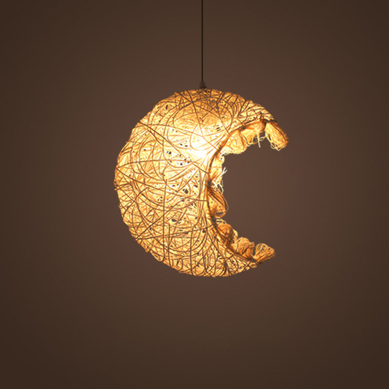 Rattan Shaded Ceiling Light Asian Style 1��Bulb Wood Hanging Lighting Fixture for Restaurant Clearhalo 'Ceiling Lights' 'Pendant Lights' 'Pendants' Lighting' 2248047