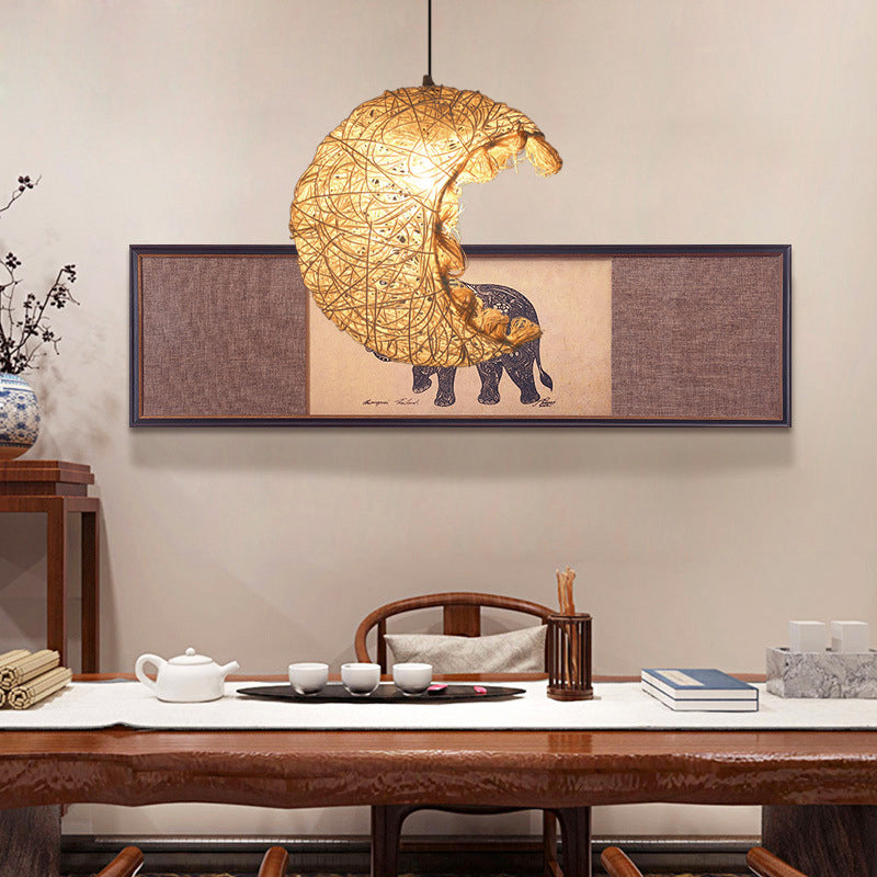 Rattan Shaded Ceiling Light Asian Style 1 Bulb Wood Hanging Lighting Fixture for Restaurant Clearhalo 'Ceiling Lights' 'Lighting' 'Pendant Lights' 2248051_305598fe-f2fa-4599-b97b-0ef6a1860f45