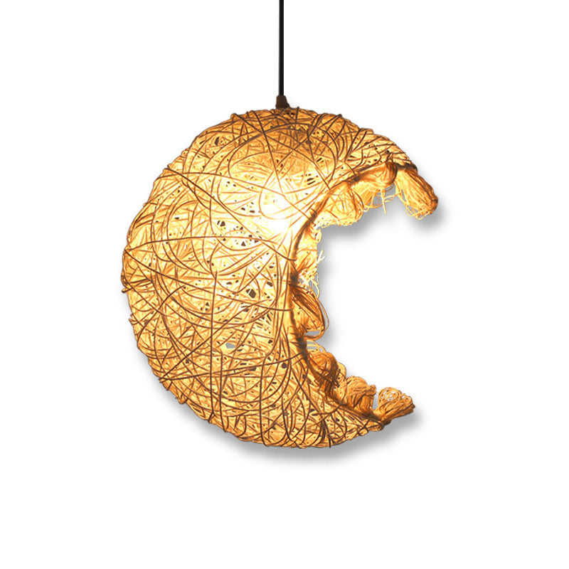 Rattan Shaded Ceiling Light Asian Style 1��Bulb Wood Hanging Lighting Fixture for Restaurant Clearhalo 'Ceiling Lights' 'Pendant Lights' 'Pendants' Lighting' 2248052