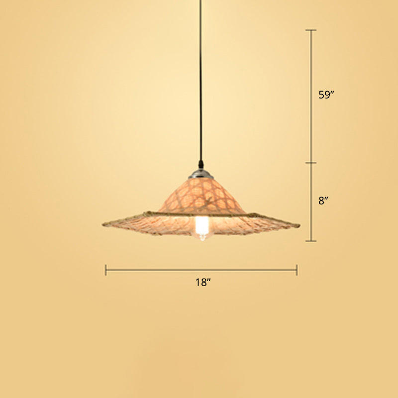 Hat Shape Pendant Light Contemporary Bamboo Single-Bulb Wood Suspension Light Fixture Wood F Clearhalo 'Ceiling Lights' 'Pendant Lights' 'Pendants' Lighting' 2248077_d706a9d9-661b-4d0e-90d1-fcbadc14fee6