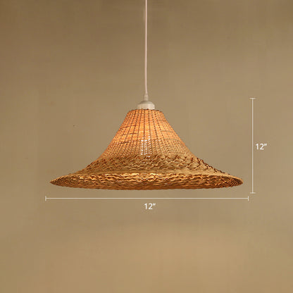 Straw Hat Ceiling Light Asian Style Bamboo 1��Bulb Restaurant Hanging Light Fixture in Wood Wood Clearhalo 'Ceiling Lights' 'Pendant Lights' 'Pendants' Lighting' 2248096_a2fbbacc-e876-494e-aacd-ab20b2e28dd9