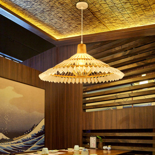 Umbrella Shade Tea Room Suspension Lighting Bamboo 1 Head Minimalist Pendant Ceiling Light in White Clearhalo 'Ceiling Lights' 'Lighting' 'Pendant Lights' 2248099_cd5ec616-f56f-4e9b-846e-5c2493f68b04