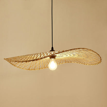 Wood Lotus Leaf Ceiling Light Modern Single Bamboo Hanging Pendant Light for Restaurant Wood A Clearhalo 'Ceiling Lights' 'Pendant Lights' 'Pendants' Lighting' 2248155_3c1ed968-ce2b-4d2b-874d-a0f31c49968f