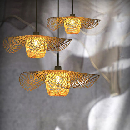 Bamboo Handwoven Suspension Lighting Minimalist 1��Head Wood Pendant Ceiling Light for Restaurant Wood Clearhalo 'Ceiling Lights' 'Pendant Lights' 'Pendants' Lighting' 2248181_4cb84a60-6386-4d84-b605-48b133113647