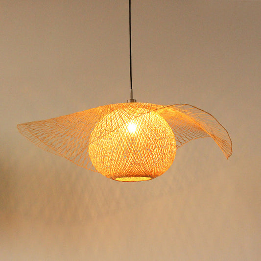 Bamboo Handwoven Suspension Lighting Minimalist 1 Head Wood Pendant Ceiling Light for Restaurant Clearhalo 'Ceiling Lights' 'Lighting' 'Pendant Lights' 2248184_6e73d789-e27e-45fd-964b-3714788c7773
