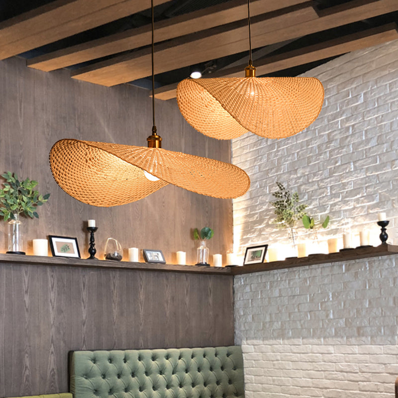 Bamboo Lotus Leaf Ceiling Light Modern Style Single-Bulb Wood Hanging Pendant Light Clearhalo 'Ceiling Lights' 'Pendant Lights' 'Pendants' Lighting' 2248238