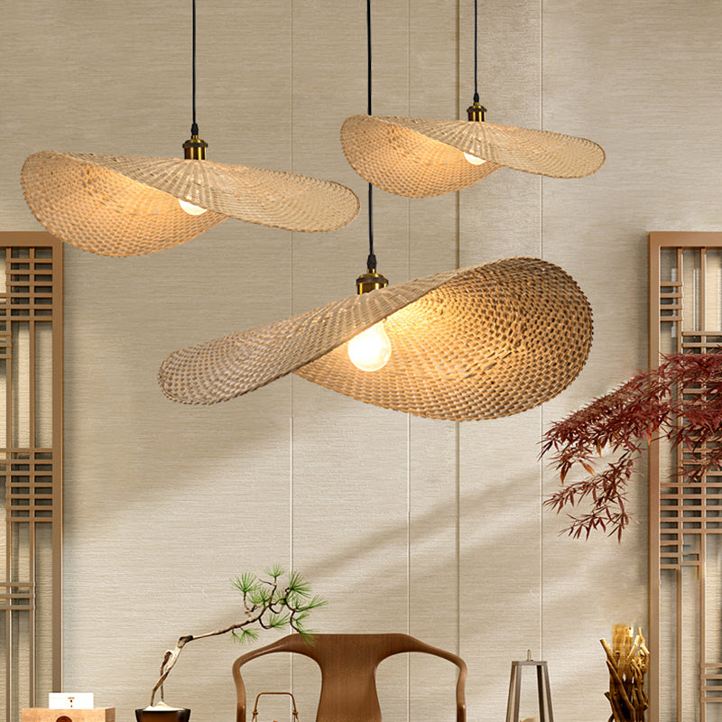Bamboo Lotus Leaf Ceiling Light Modern Style Single-Bulb Wood Hanging Pendant Light Clearhalo 'Ceiling Lights' 'Pendant Lights' 'Pendants' Lighting' 2248239