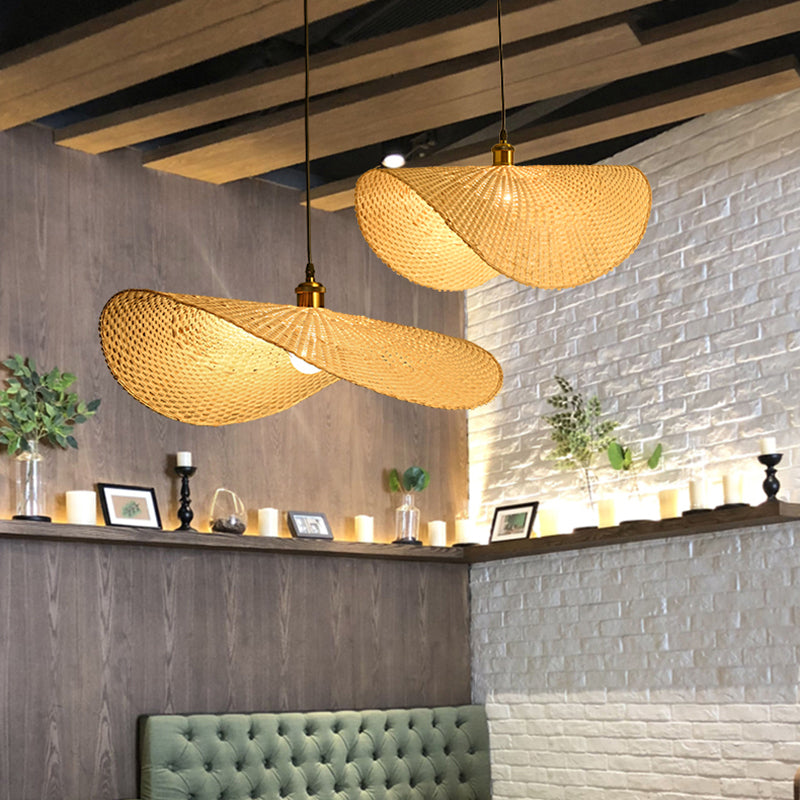 Bamboo Lotus Leaf Ceiling Light Modern Style Single-Bulb Wood Hanging Pendant Light Clearhalo 'Ceiling Lights' 'Pendant Lights' 'Pendants' Lighting' 2248240