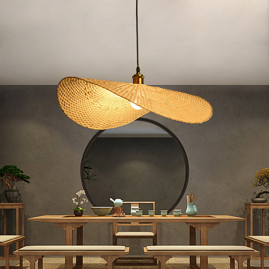 Bamboo Lotus Leaf Ceiling Light Modern Style Single-Bulb Wood Hanging Pendant Light Clearhalo 'Ceiling Lights' 'Pendant Lights' 'Pendants' Lighting' 2248241