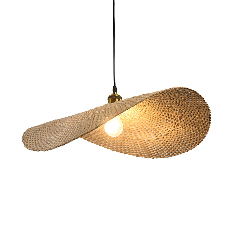Bamboo Lotus Leaf Ceiling Light Modern Style Single-Bulb Wood Hanging Pendant Light Clearhalo 'Ceiling Lights' 'Pendant Lights' 'Pendants' Lighting' 2248242