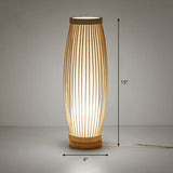 Bamboo Elongated Oval Nightstand Lamp Asian Style 1 Bulb Table Lighting in Wood for Tea Room Wood Clearhalo 'Lamps' 'Table Lamps' Lighting' 2248260