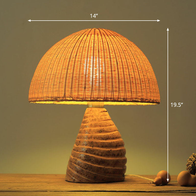 Shaded Nightstand Lamp Contemporary Bamboo Single Tea Room Table Lighting in Wood Wood M Clearhalo 'Lamps' 'Table Lamps' Lighting' 2248295