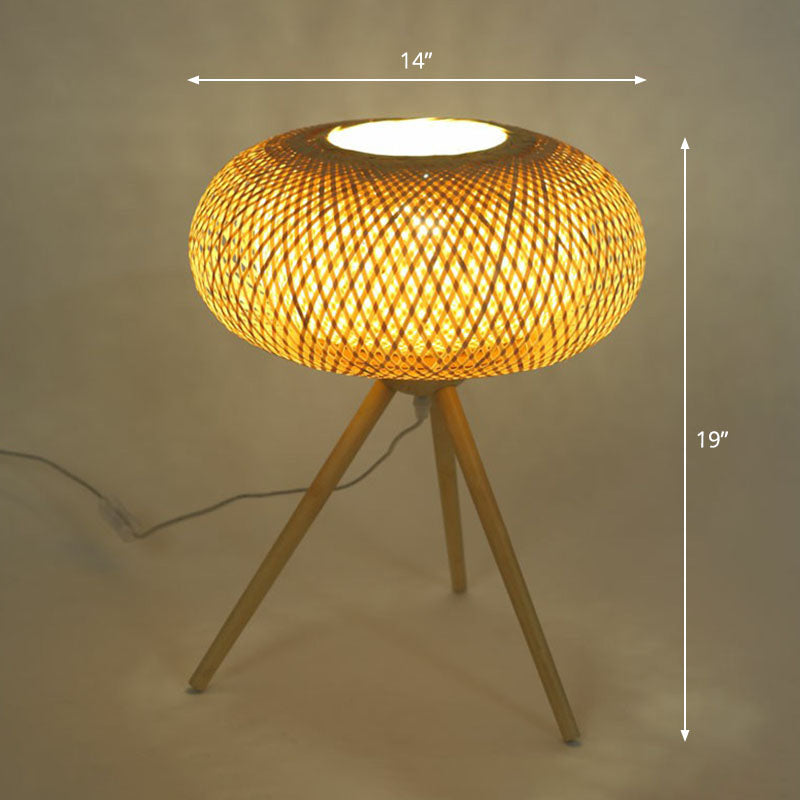 Shaded Nightstand Lamp Contemporary Bamboo Single Tea Room Table Lighting in Wood Wood S Clearhalo 'Lamps' 'Table Lamps' Lighting' 2248296