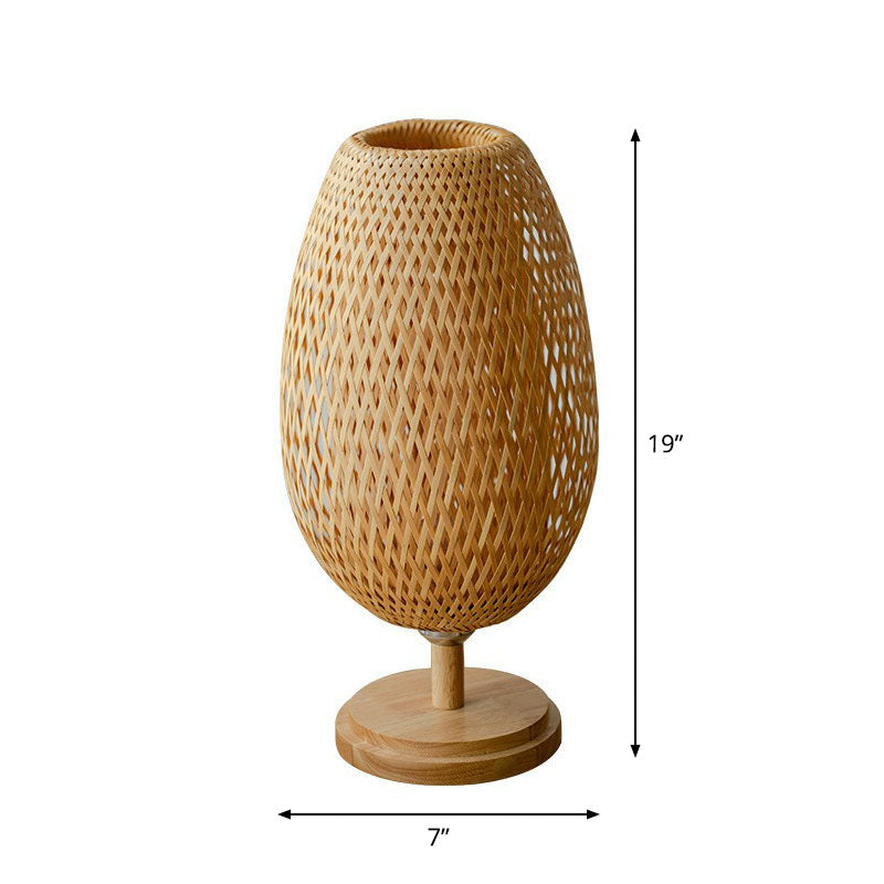 Bamboo Wineglass-Like Table Lamp Nordic Style 1 Bulb Nightstand Light in Wood for Bedroom Clearhalo 'Lamps' 'Table Lamps' Lighting' 2248310