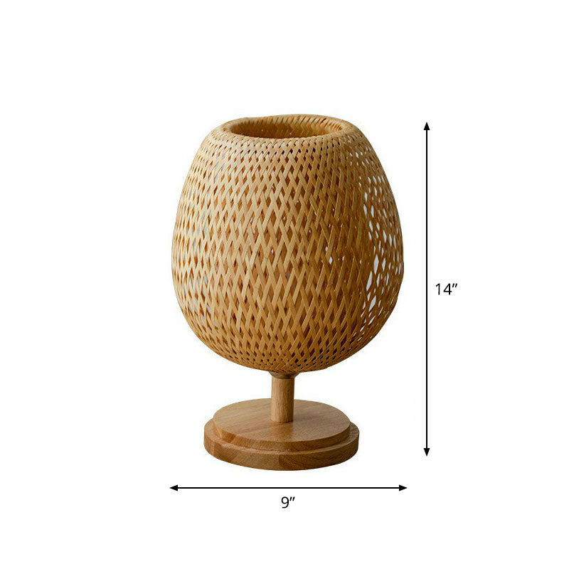 Bamboo Wineglass-Like Table Lamp Nordic Style 1 Bulb Nightstand Light in Wood for Bedroom Clearhalo 'Lamps' 'Table Lamps' Lighting' 2248311