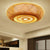 Rounded Drum Flush Ceiling Light Contemporary Bamboo Single Bedroom Flush Mount Lighting Fixture in Wood Wood Clearhalo 'Ceiling Lights' 'Close To Ceiling Lights' 'Close to ceiling' 'Flush mount' Lighting' 2248325