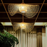 Straw Hat Flush Mount South-east Asia Bamboo Single Wood Flushmount Ceiling Light for Restaurant Wood Clearhalo 'Ceiling Lights' 'Close To Ceiling Lights' 'Close to ceiling' 'Flush mount' Lighting' 2248349