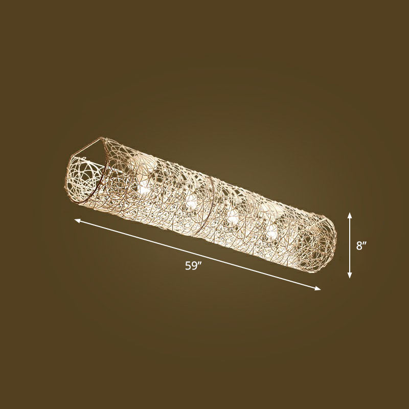 Cylindrical Flush Mount Lighting Simplicity Rattan Restaurant Flush Mount Ceiling Light 4 White Clearhalo 'Ceiling Lights' 'Close To Ceiling Lights' 'Close to ceiling' 'Flush mount' Lighting' 2248371